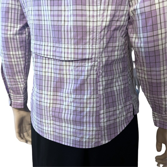 LL Bean Utility Shirt Top Blouse Nylon Fishing Hunting Hiking Lavender Plaid - Picture 10 of 15